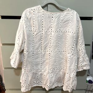 SHEIN Eyelet White Shirt.